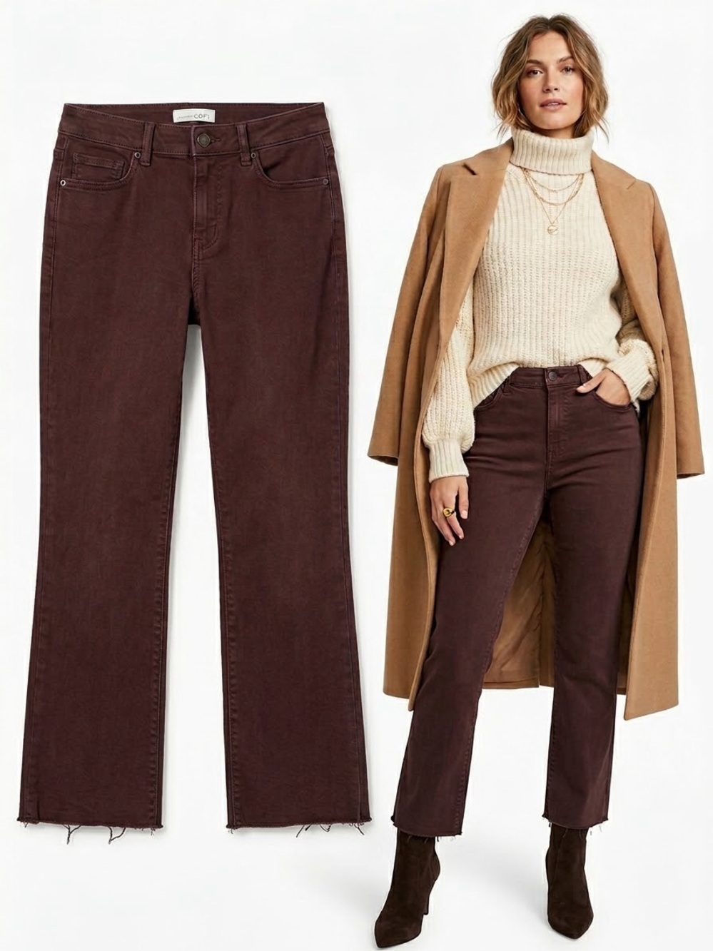 LOFT The Kick Crop High Rise $95 Jeans W15” R11” I23”C 26”U Maple Cherry 30/10